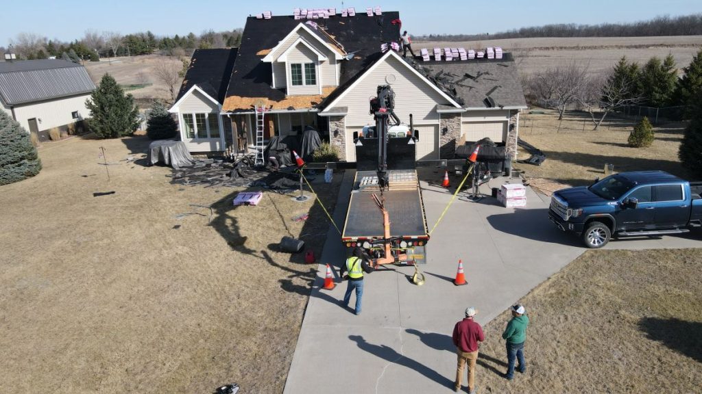 A roof is being replaced by First Fruits