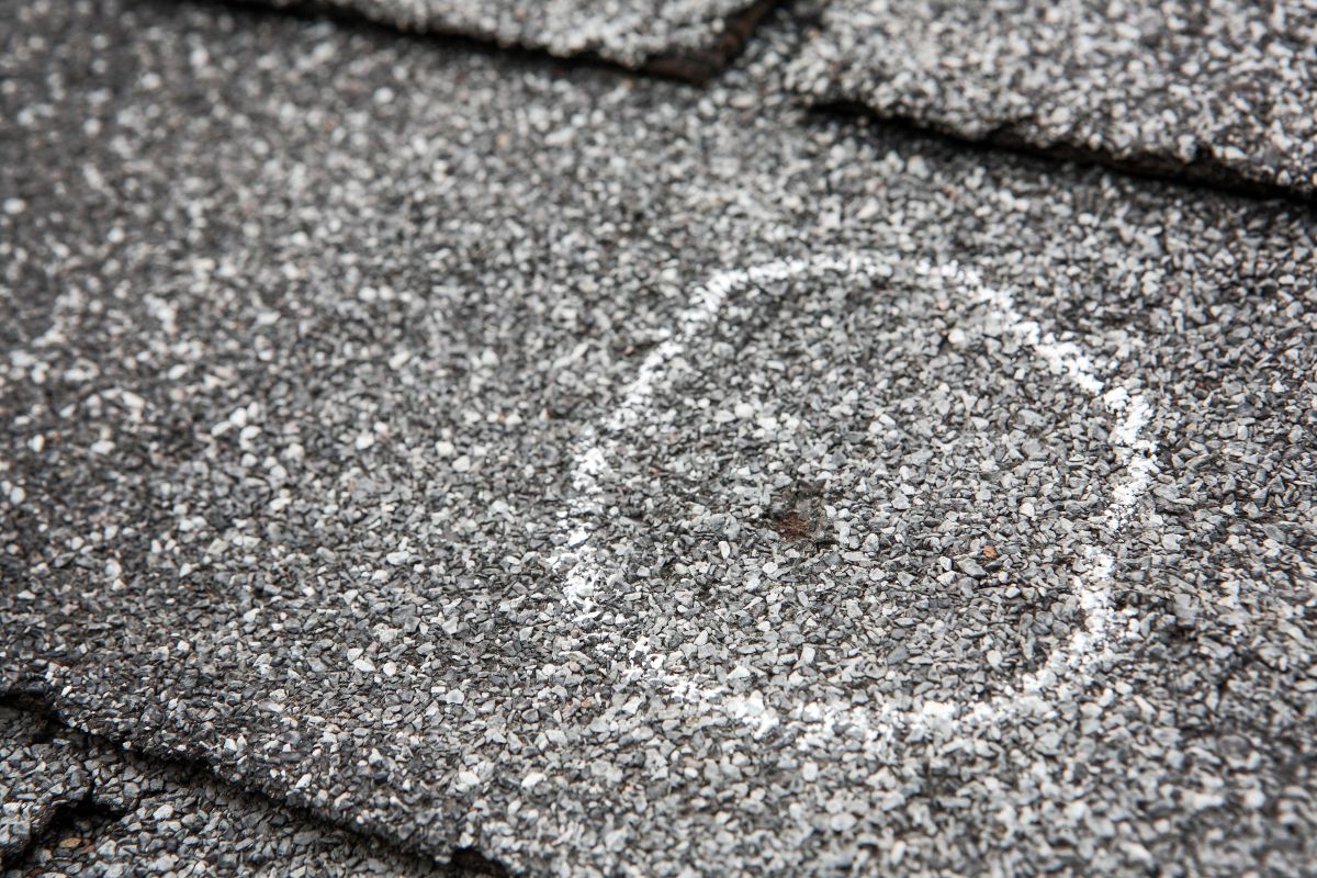 Hail damage on roof after hailstorm