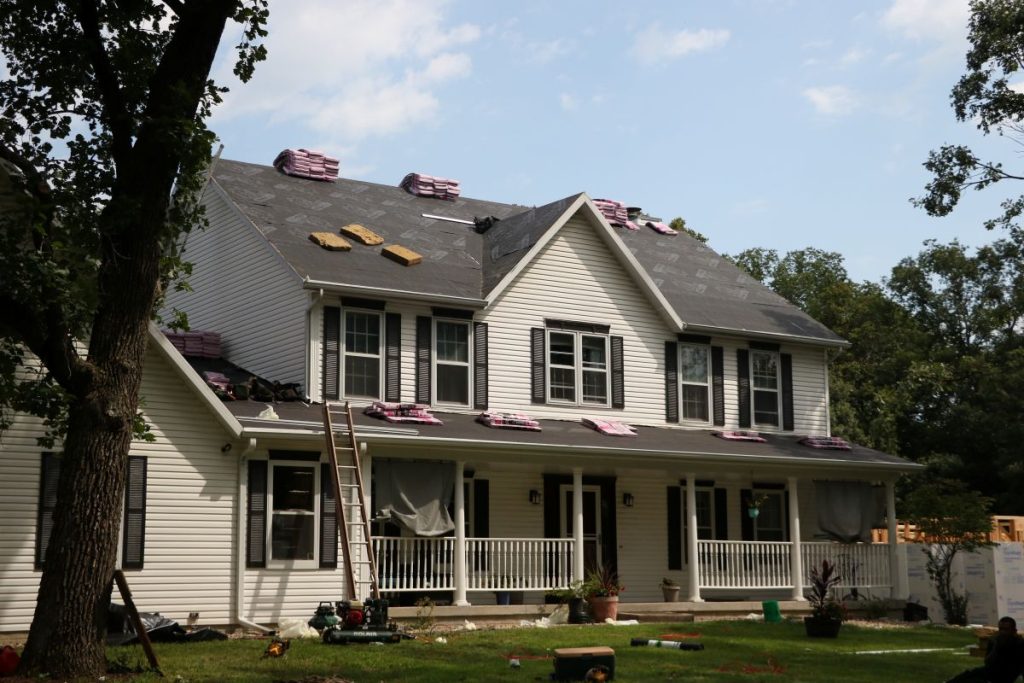 A house having its roof replaced
