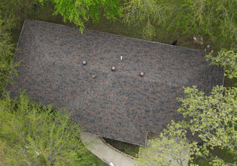 Aerial view of a shingle roof